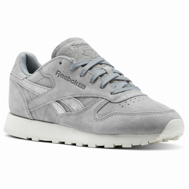 Reebok Classic Leather Shimmer Tenisky Damske - Siva/Strieborne FE3059KF